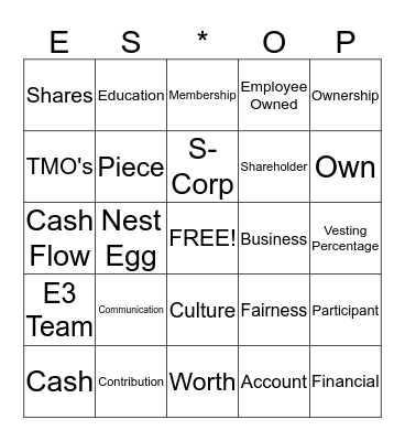 ESOP Bingo! Bingo Card