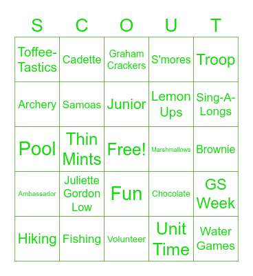 Girl Scout Bingo Card