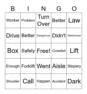 Vocabulary Bingo! Bingo Card