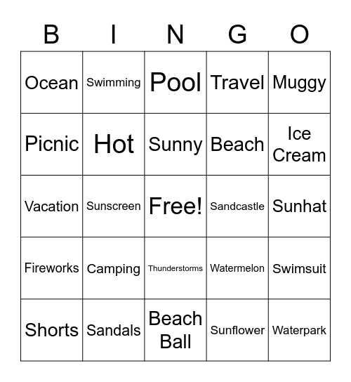 Summer Servals Bingo Card