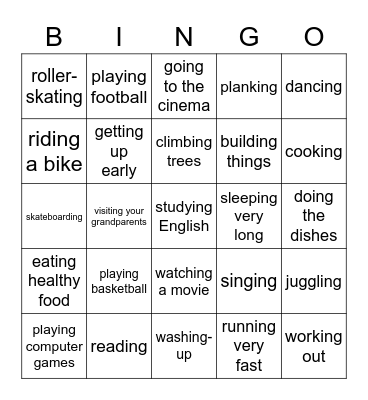 Hobby BINGO Card