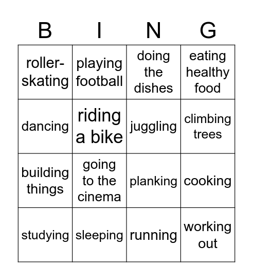 Hobby BINGO Card