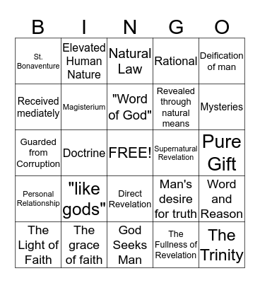 Revelation  Bingo Card