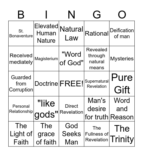 Revelation  Bingo Card