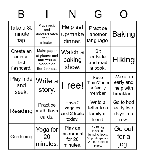Quarantine Bingo Card