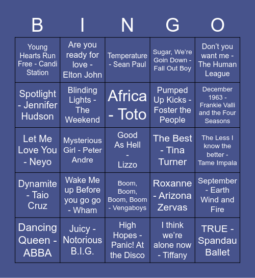 D.C. Music Bingo - Paul Bingo Card
