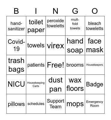 Essential Worker Bingo Card