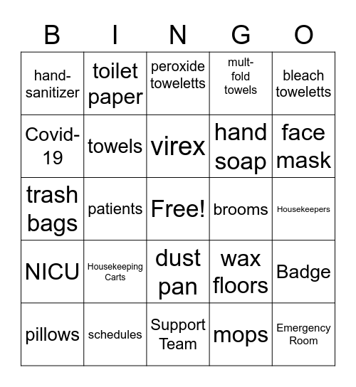 Essential Worker Bingo Card