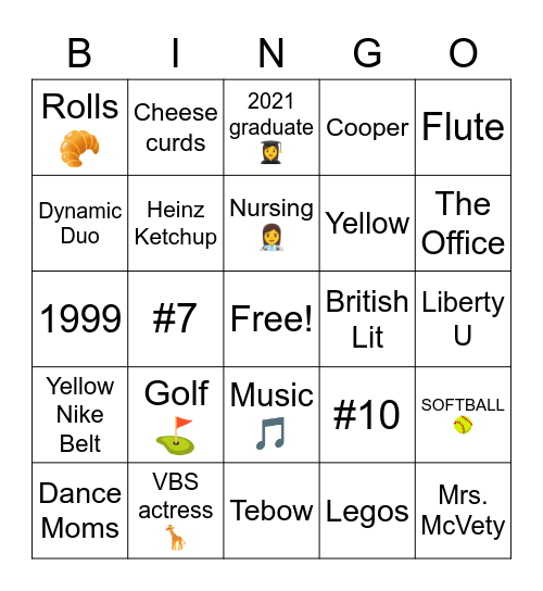 🥳 Rachel’s 21st 🎂 Bingo Card