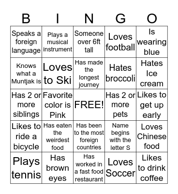 People Bingo Card