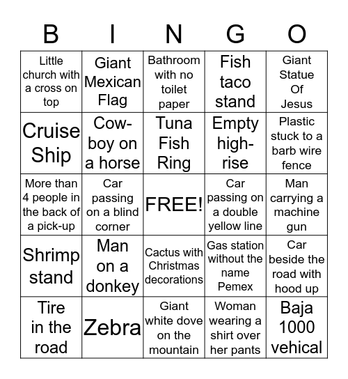 Baja BINGO Card