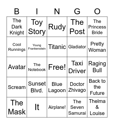 JLN Movie Bingo Card