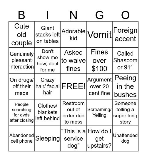 Library Bingo Card