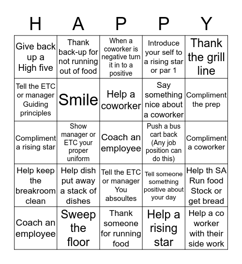 Happy bingo Card