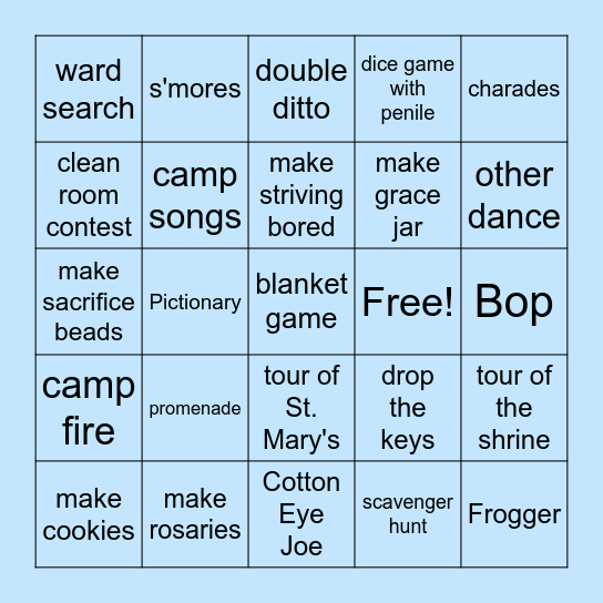 Family Bingo Card