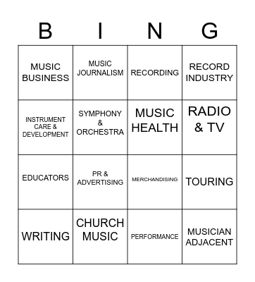 Careers in Music Bingo Card