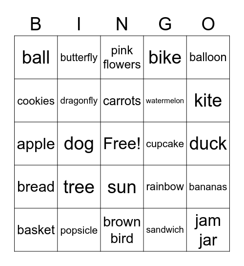 Picnic Bingo Card