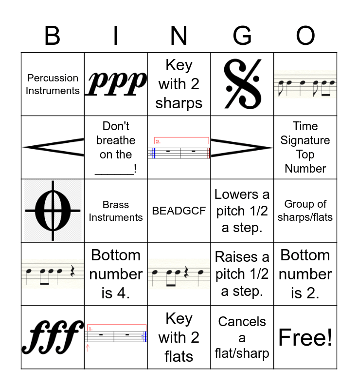 RMS BAND BINGO! Bingo Card