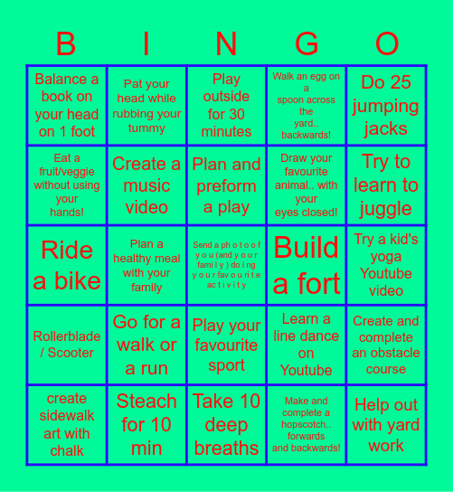 Sports Day!!! Bingo Card