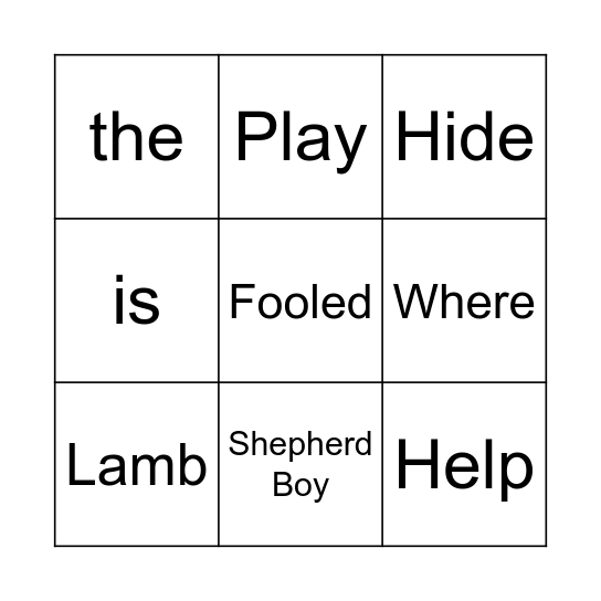 The Shepherd Boy and the Wolf Bingo Card