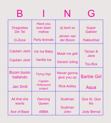 Foute Bingo Card
