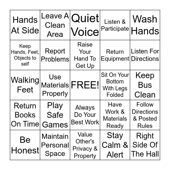 JEFFERSON BINGO Card