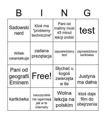SZKOŁA BINGO Card