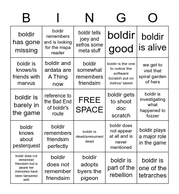 HIVESWAP ACT 2 - BOLDIR EDITION Bingo Card