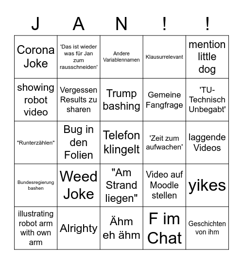 CER Bingo Card