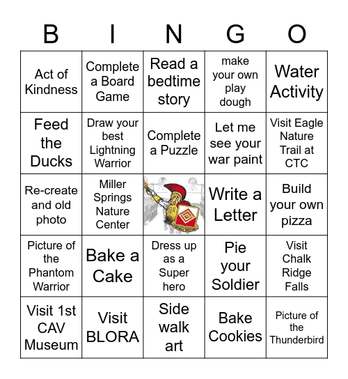 Lightning Warrior Bingo Card