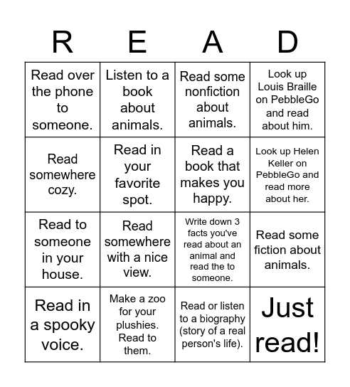 Reading Bingo - 9 Bingo Card