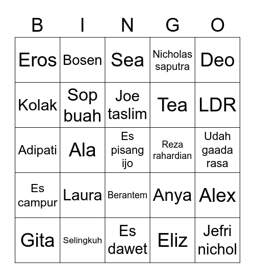 Bingo bersama Sea Bingo Card