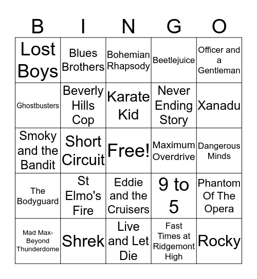 Movies 4 Bingo Card