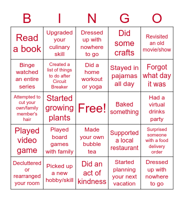 Circuit Breaker Bingo Card