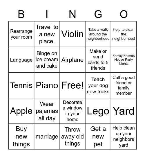 SMS Stay At Home Bingo Card