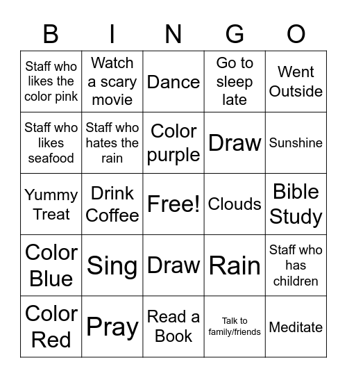 Anything BINGO! Bingo Card