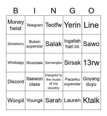 Jisoo Bingo Card