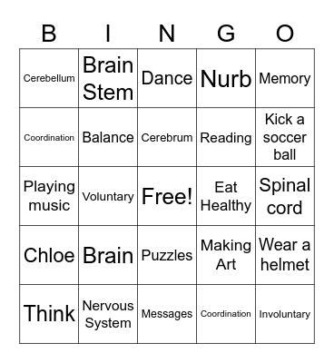 Brain Bingo Card
