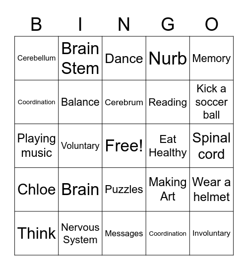 Brain Bingo Card
