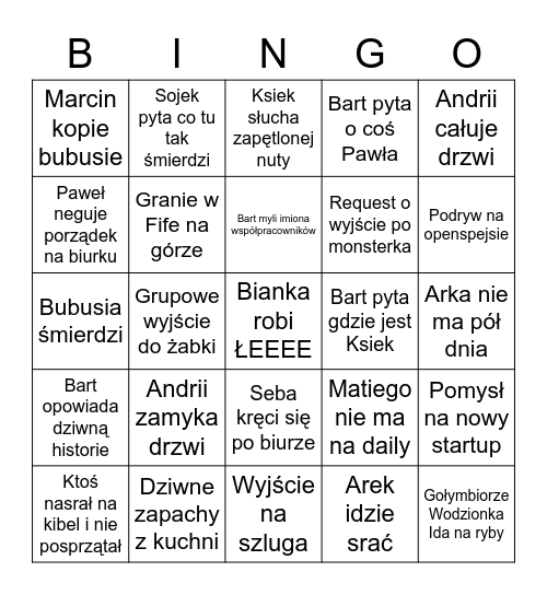 OPEN SPEJS Bingo Card
