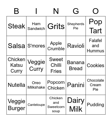 Food 5/19 Bingo Card