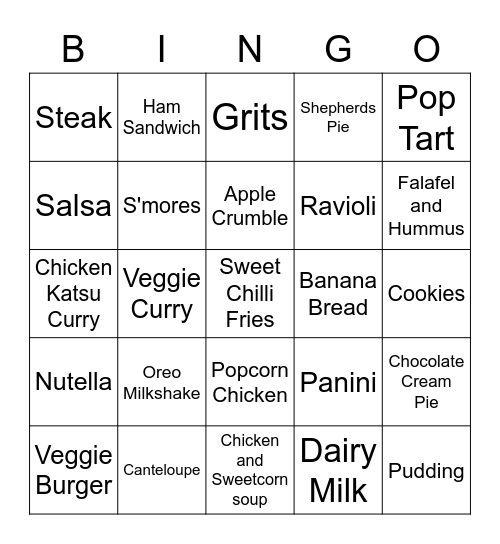 Food 5/19 Bingo Card