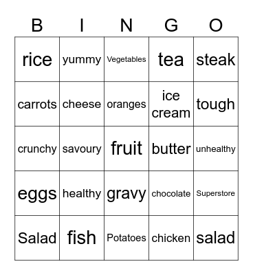 FOOD Bingo Card