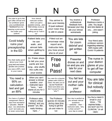 UD SENIOR STUDENT NURSE Bingo Card