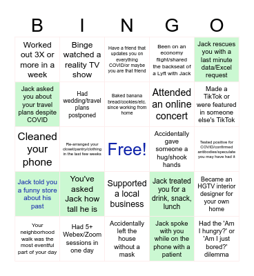 Corona Time/Jack Attack Bingo Card