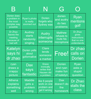 Math Bingo Card