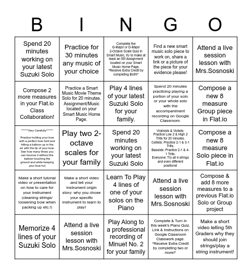 7th-8th STRINGO May 18-22 Bingo Card