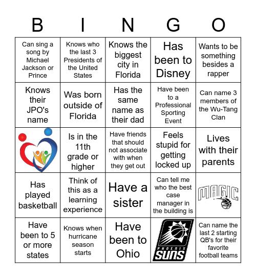 Intro game Bingo Card
