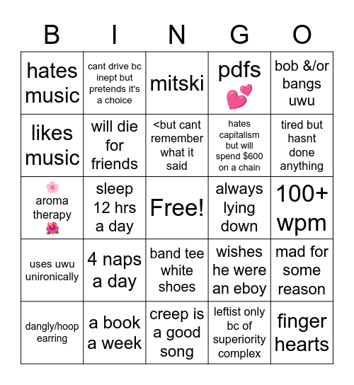 how similar are you to taro Bingo Card