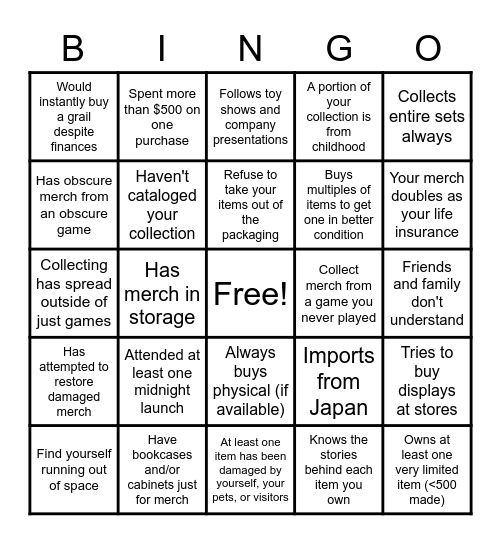 VGMM Bingo Card